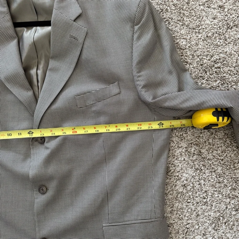 Vintage Oscar De La Renta 100% silk houndstooth tan blazer academia 48R brown